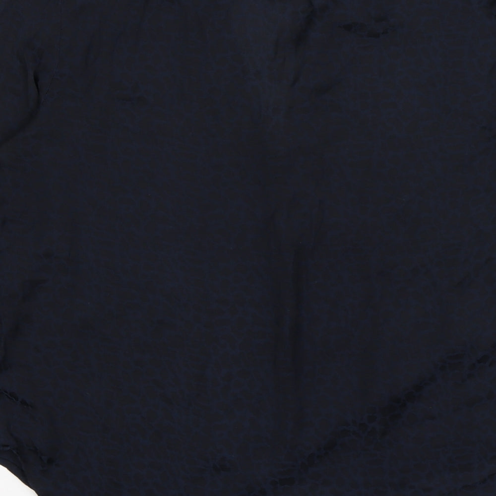 NEXT Womens Blue Animal Print Satin Basic Blouse Size 10