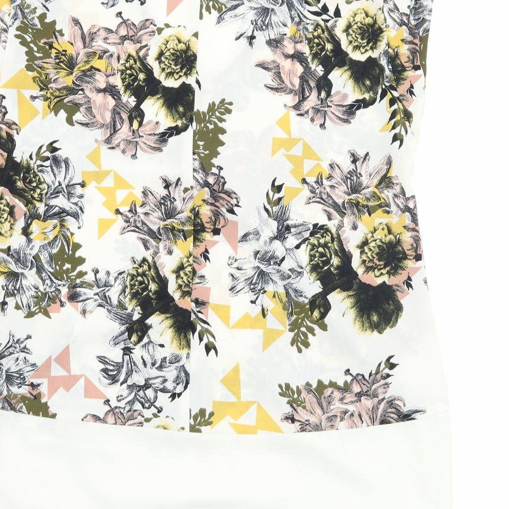 George Womens Beige Floral Basic T-Shirt Size 8