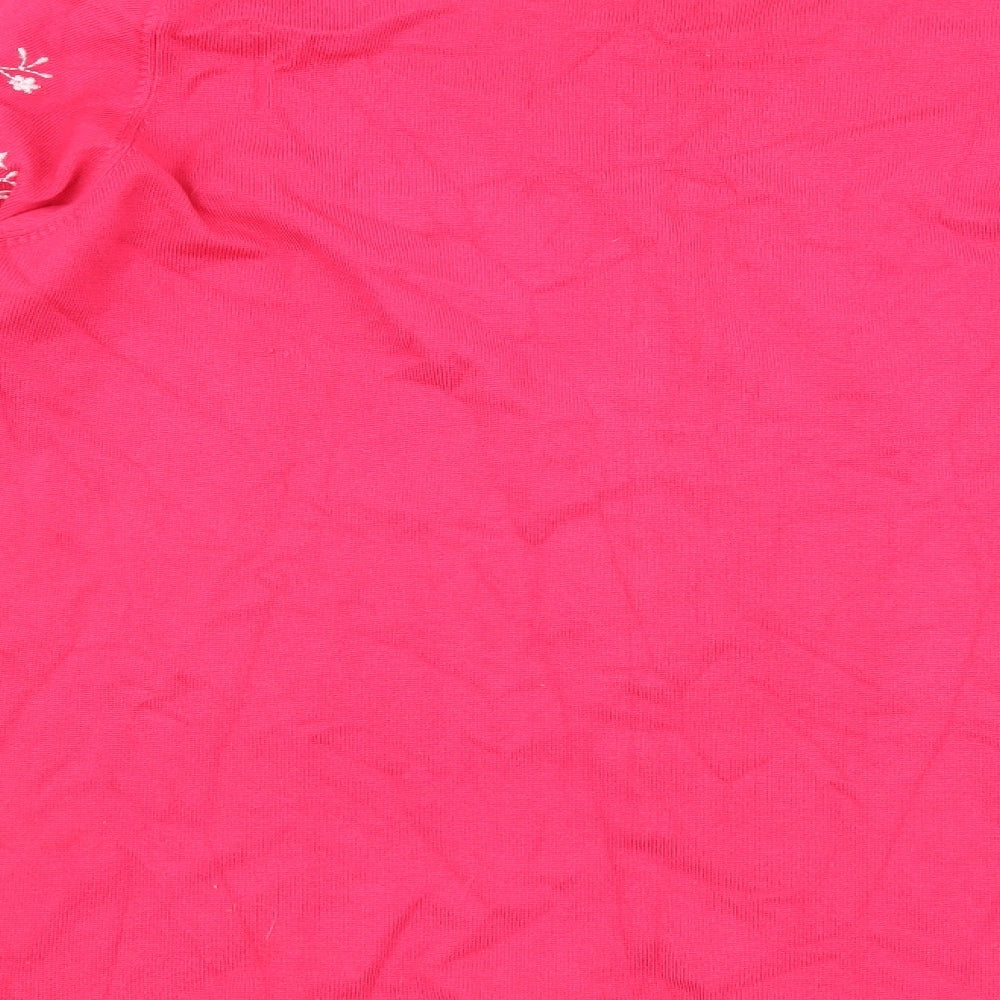 Text Womens Pink Floral Basic T-Shirt Size L