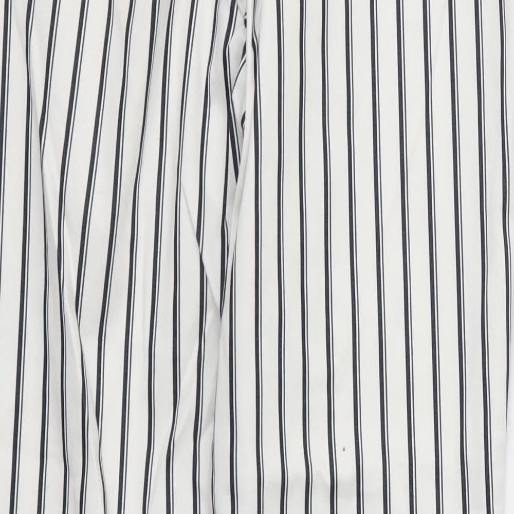 H&M Womens White Striped Trousers Size 6 L27 in