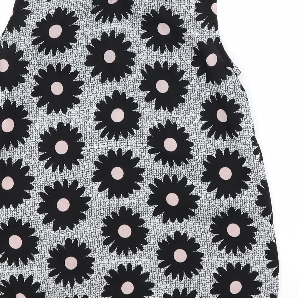Preworn Womens Grey Floral Basic Blouse Size S