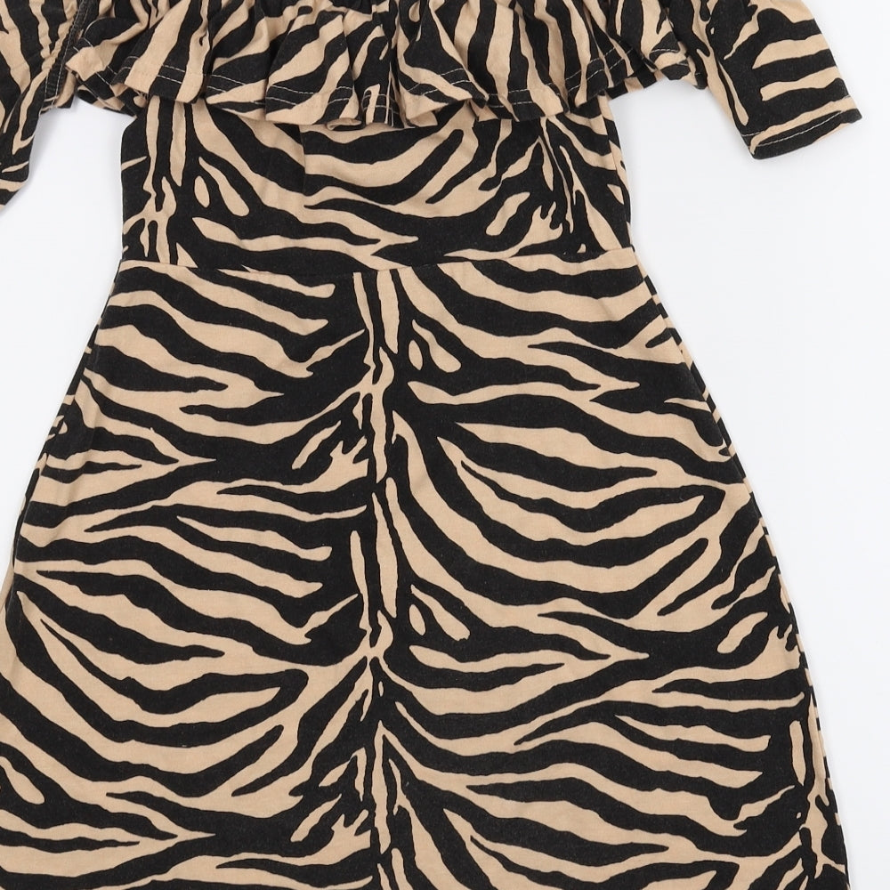Misguided Womens Multicoloured Animal Print A-Line Size 6