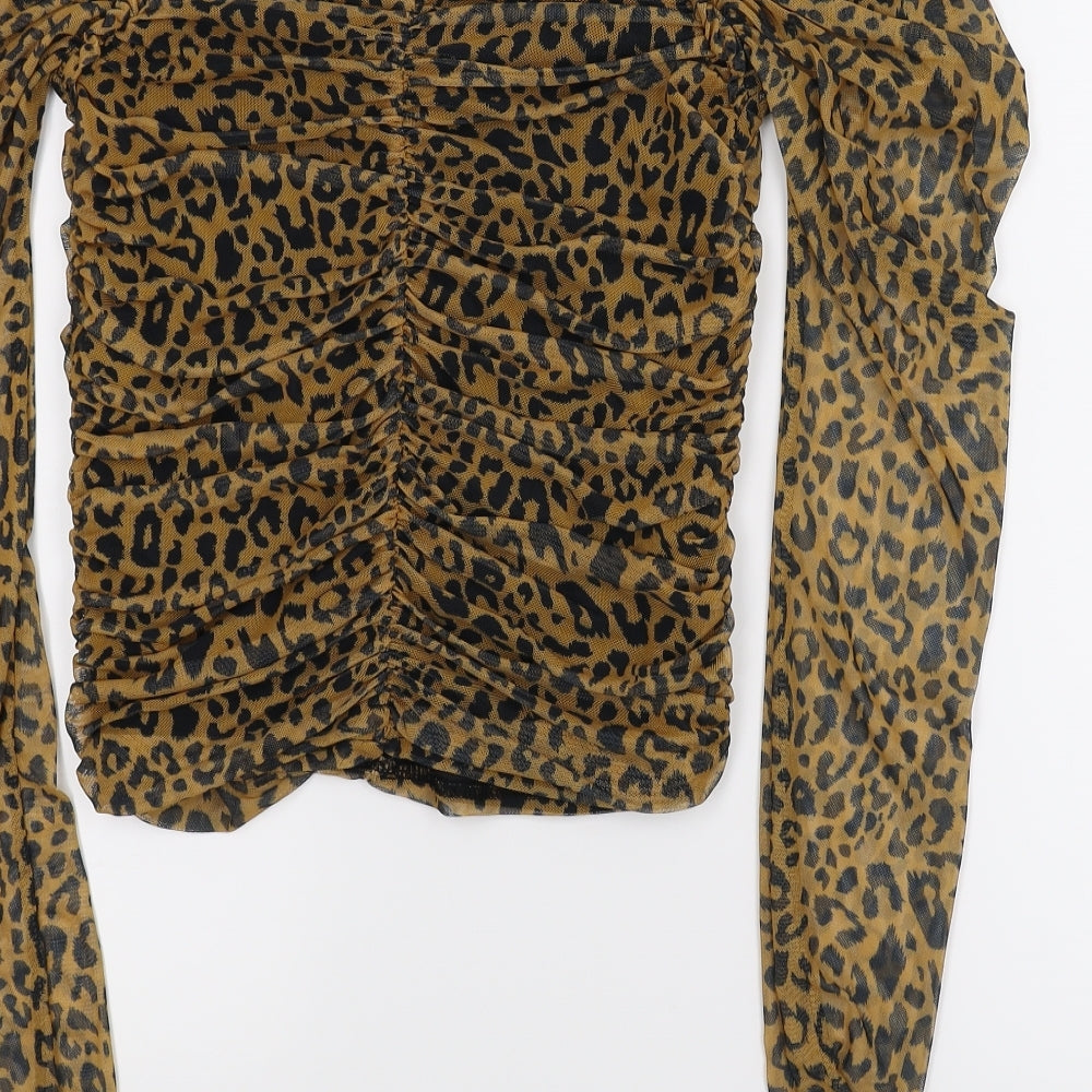 Misguided Womens Multicoloured Animal Print Basic Blouse Size 6