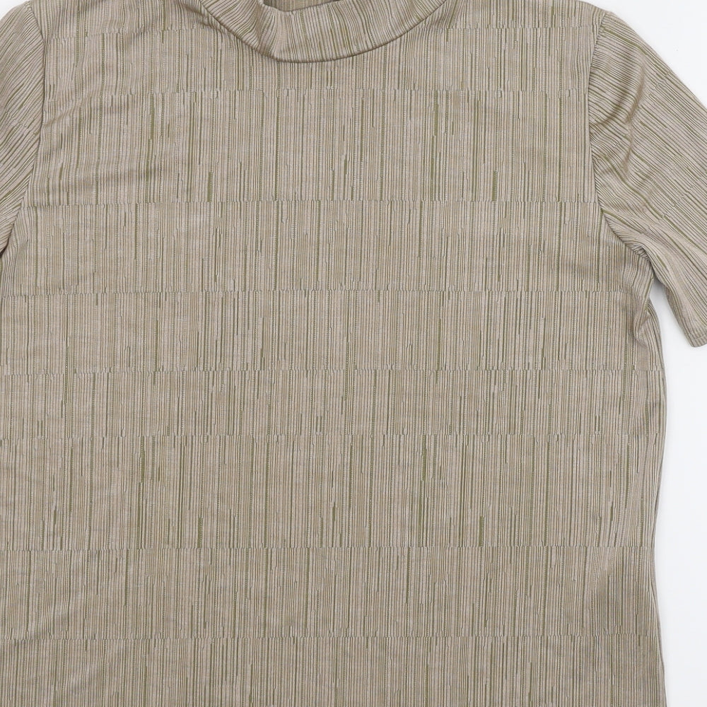 Brand and care label for EWM women’s beige basic blouse, size UK 18