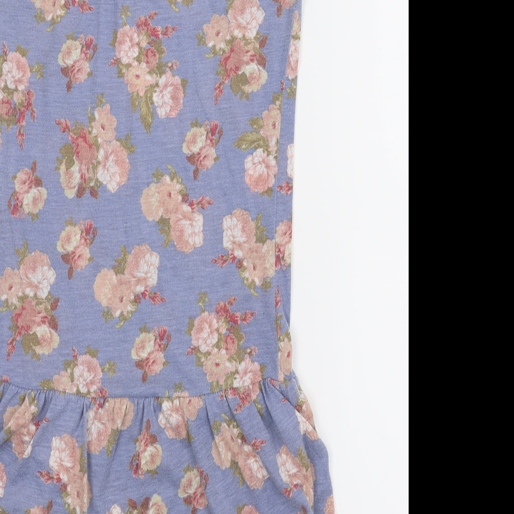 Pull and Bear Womens Blue Floral A-Line Size M