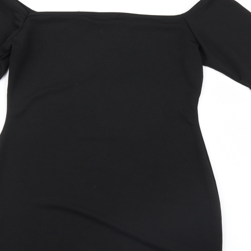 PRETTYLITTLETHING Womens Black Shirt Dress Size 10