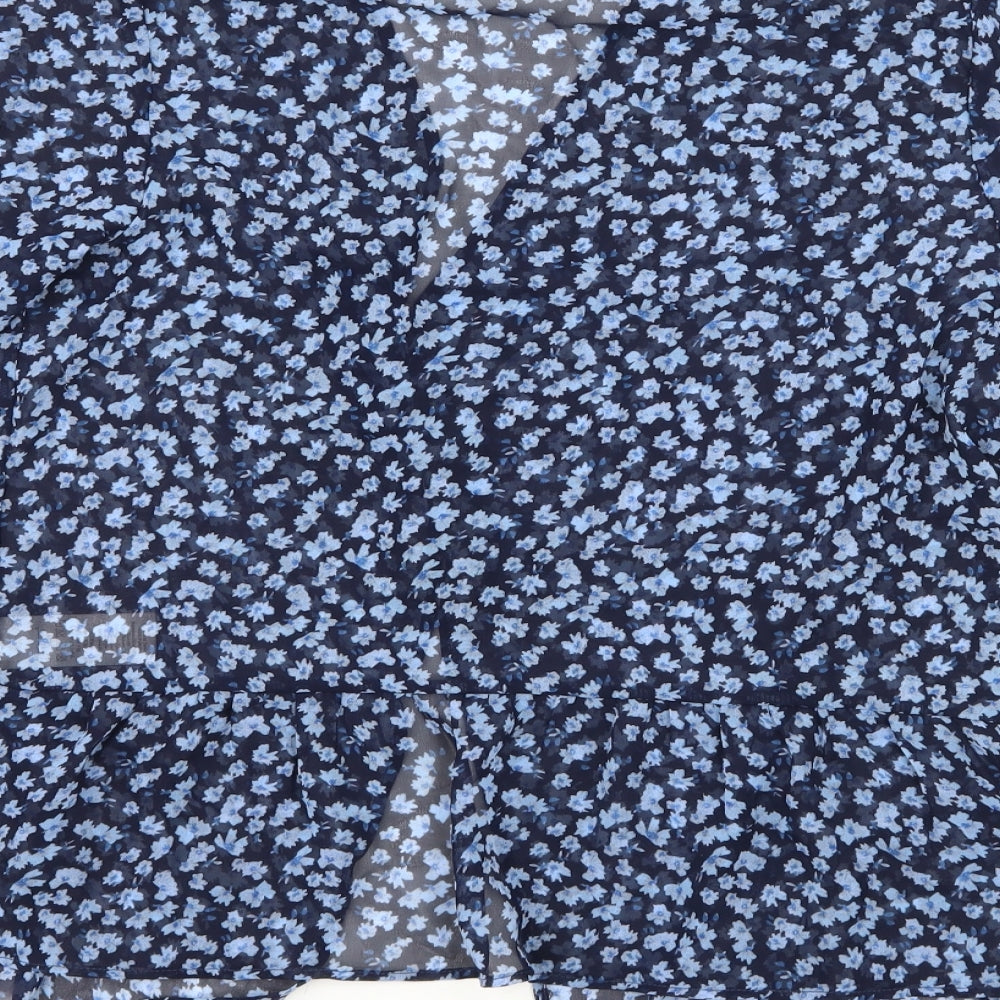 NEXT Girls Blue Floral Basic Blouse Size 13 Years