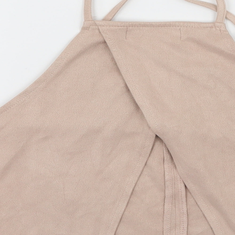 Missguided Womens Ivory Velour Basic Tank Size 6 - open back