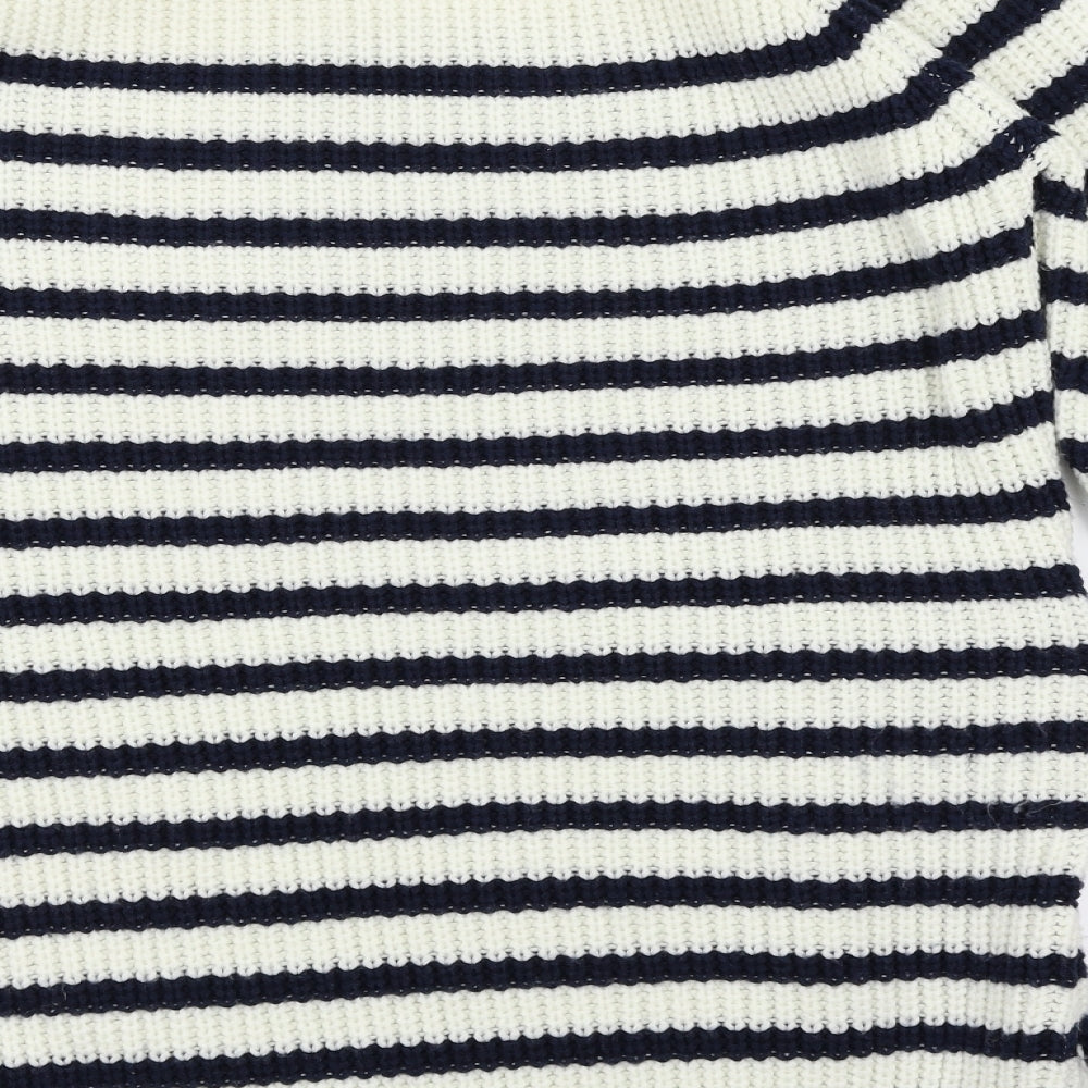 Very Womens White Striped Pullover Jumper Size 12