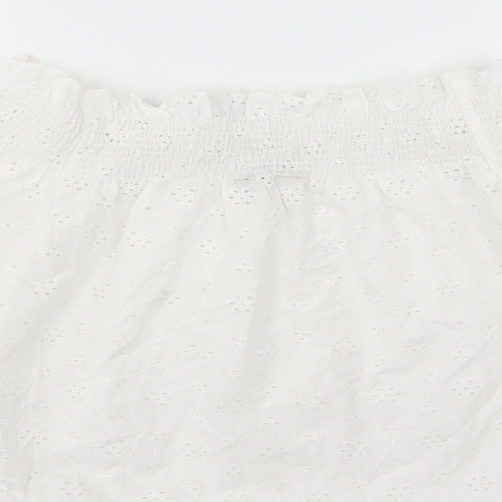 Select Womens White Floral Basic Blouse Size 8