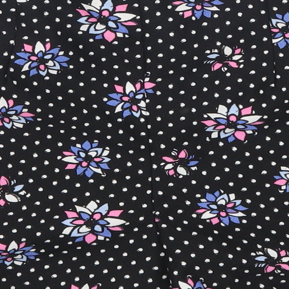Definitions Womens Black Polka Dot Mom Shorts Size 10 - Pink and Purple Flowers