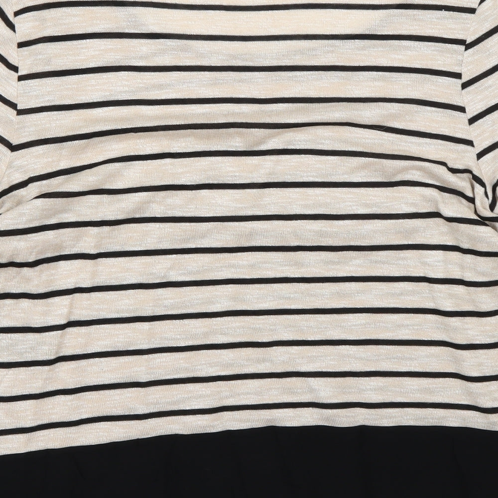M&Co Womens Beige Striped Pullover Jumper Size 16