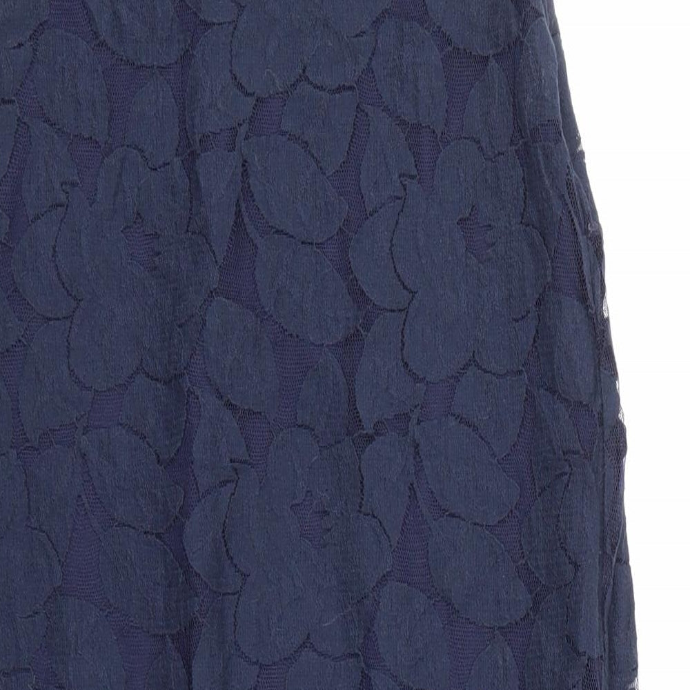Ravi Famous Womens Blue Lace Basic T-Shirt Size S