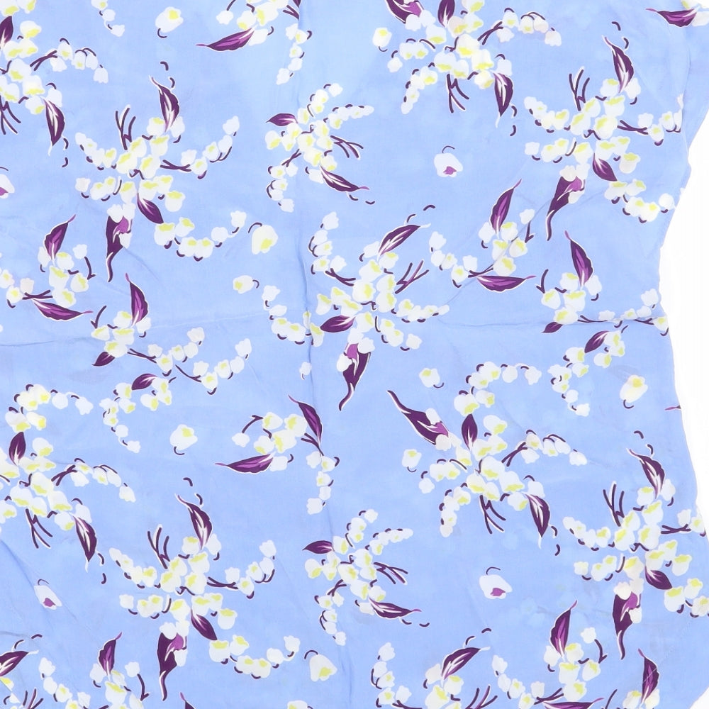 Per Una Womens Blue Floral Basic T-Shirt Size 10