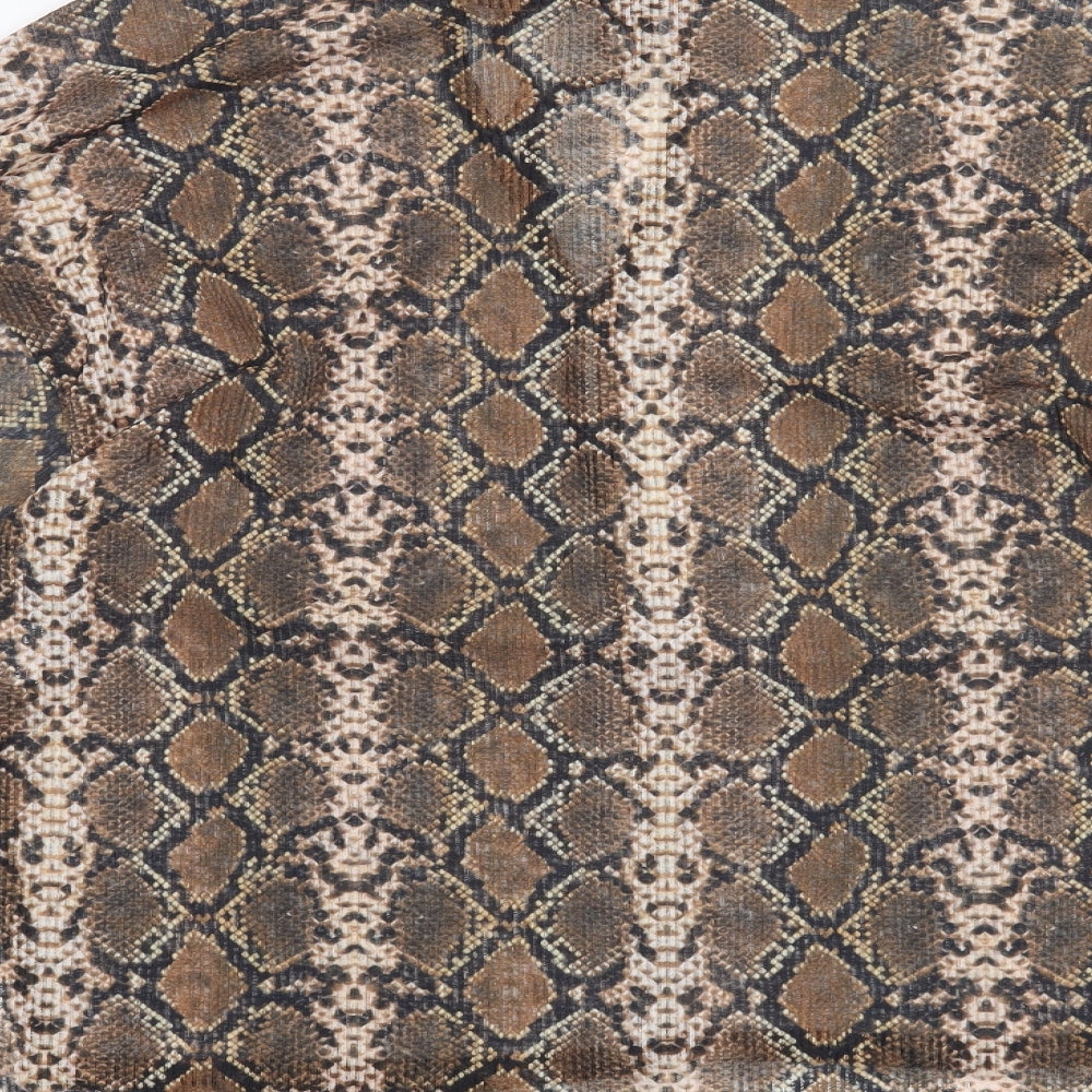 Pull & Bear Womens Brown Animal Print Basic Blouse Size XS