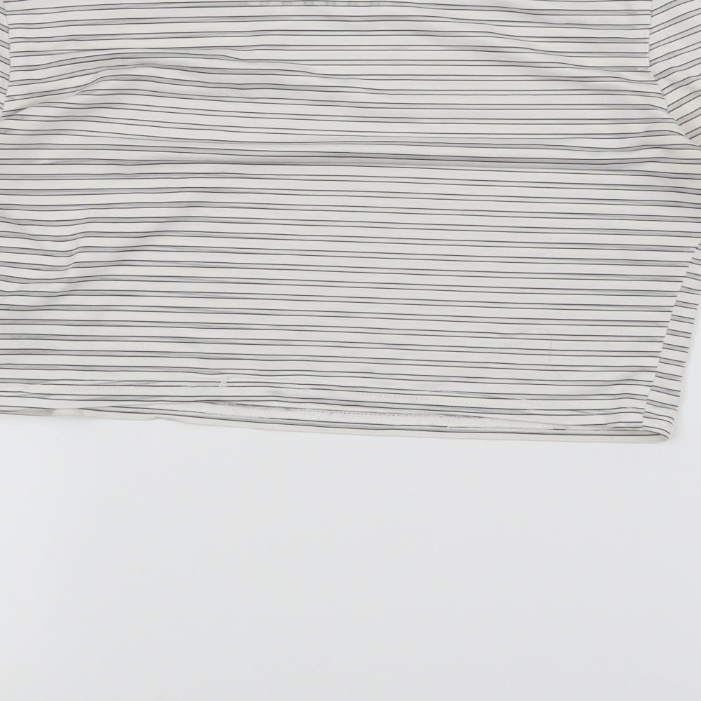 Topshop Womens White Striped Basic T-Shirt Size 8