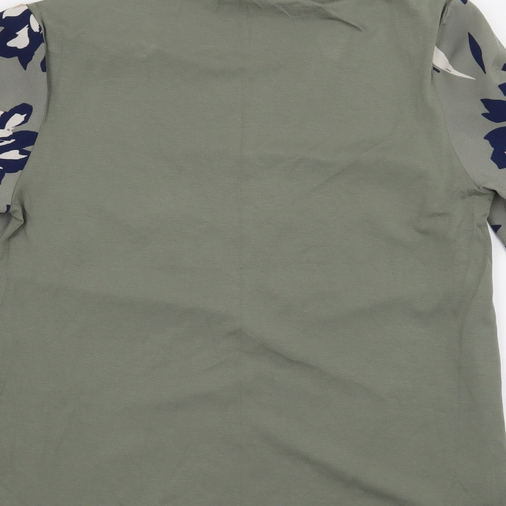 M&S Womens Green Floral Basic T-Shirt Size 8