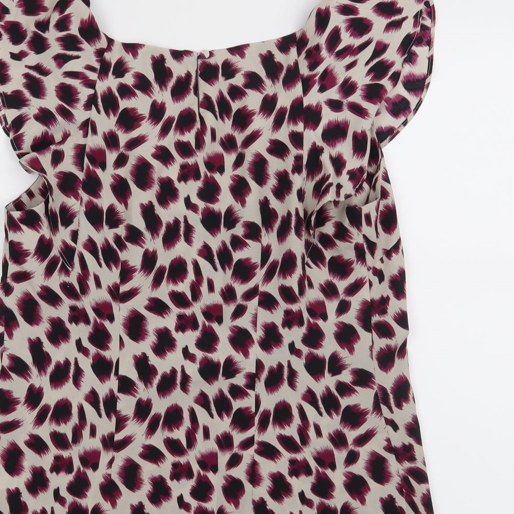 Et Vous Womens Purple Animal Print Basic Blouse Size 10