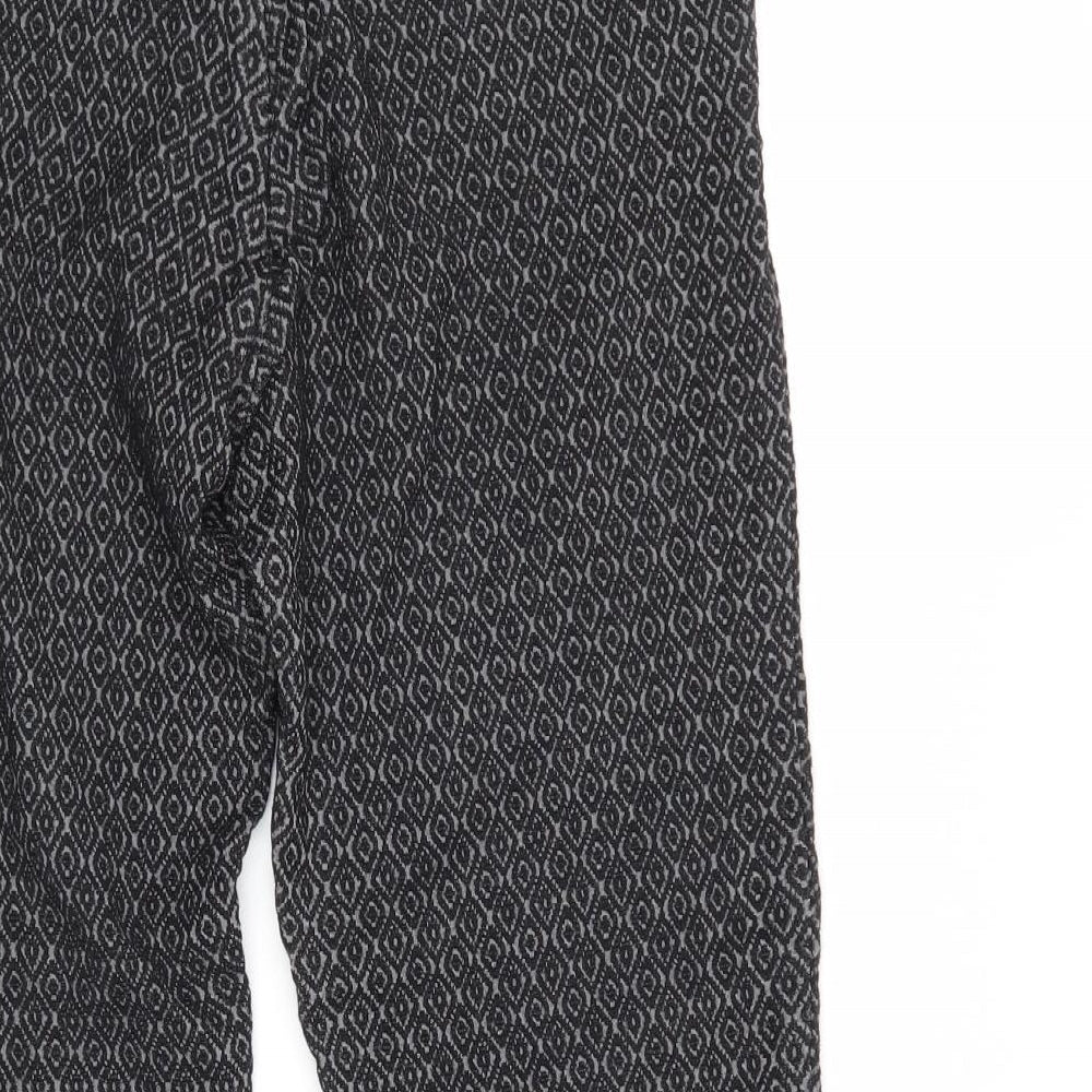 H&M Womens Black Argyle/Diamond Trousers Size 8 L25 in