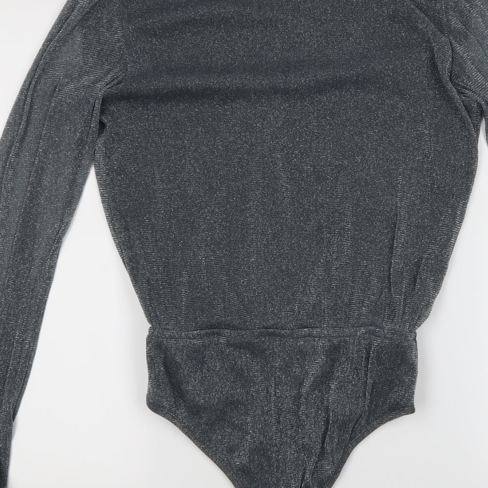 Glamour Womens Grey Top Bodysuit Size 8