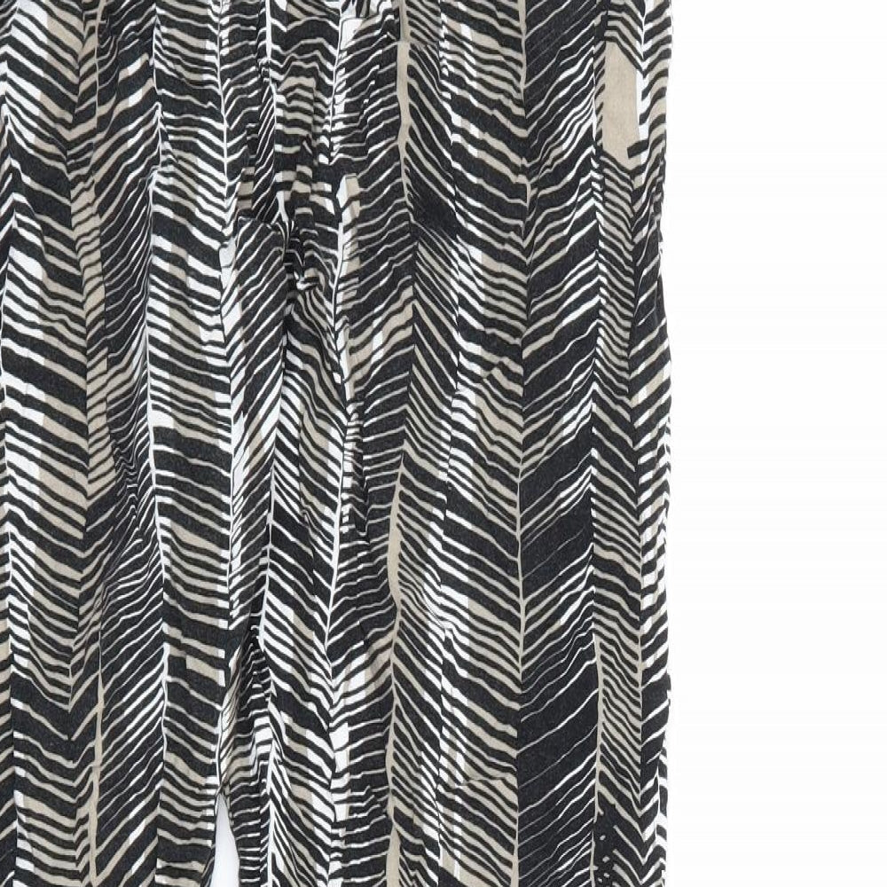 Preworn Womens Black Striped Trousers Size 14 L26 in
