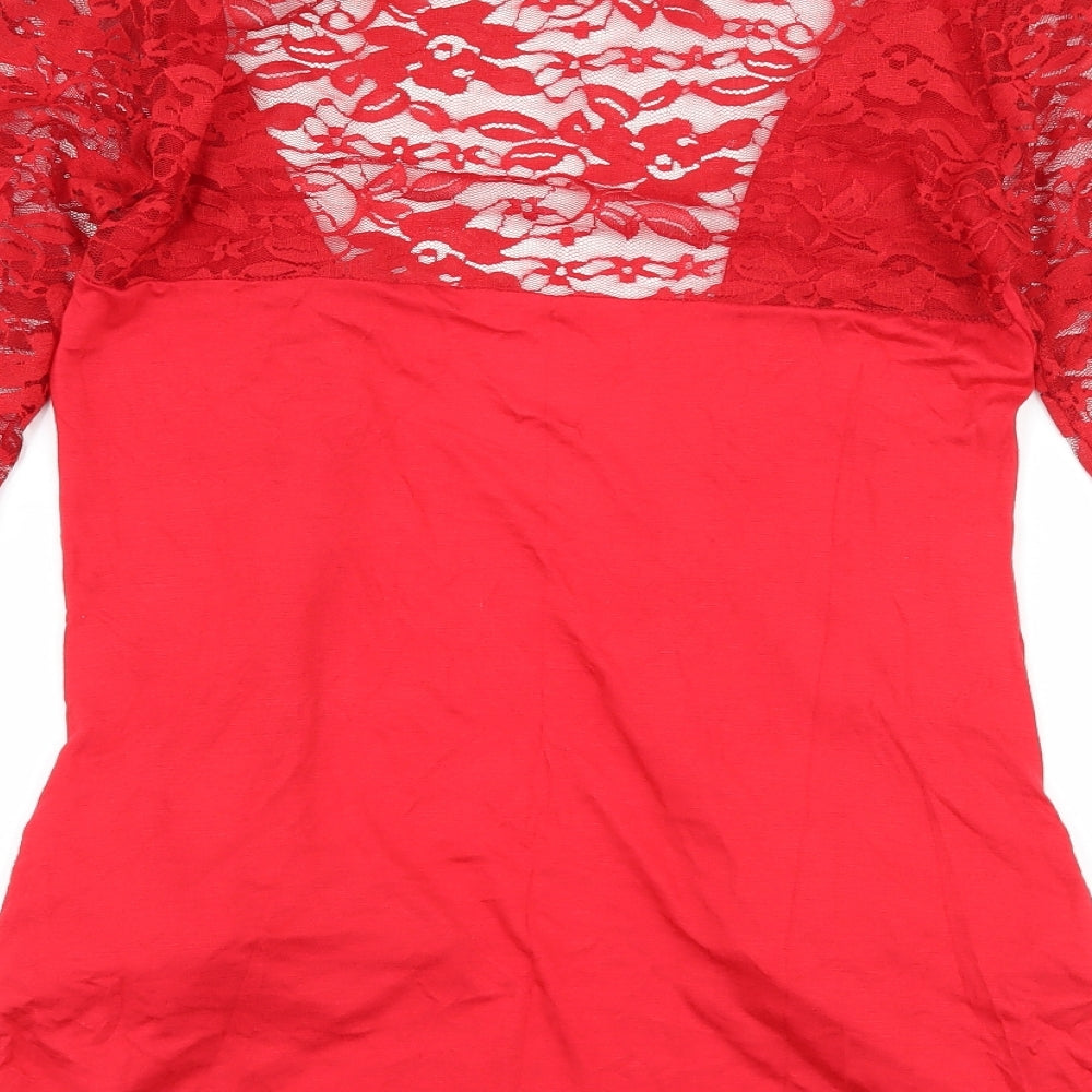 Whats Up Womens Red Floral Cardigan Jumper Size M