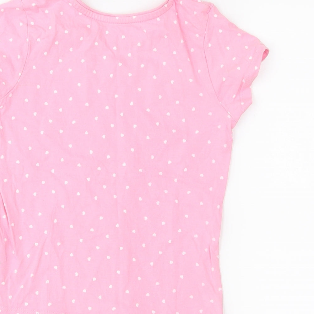 Primark Girls Pink Polka Dot Basic T-Shirt Size 4-5 Years