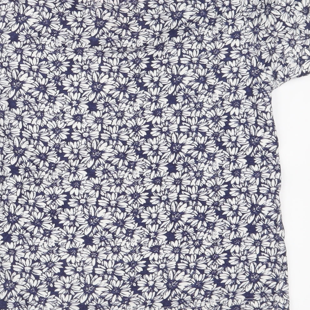 Young Dimension Girls Blue Floral Basic T-Shirt Size 6-7 Years