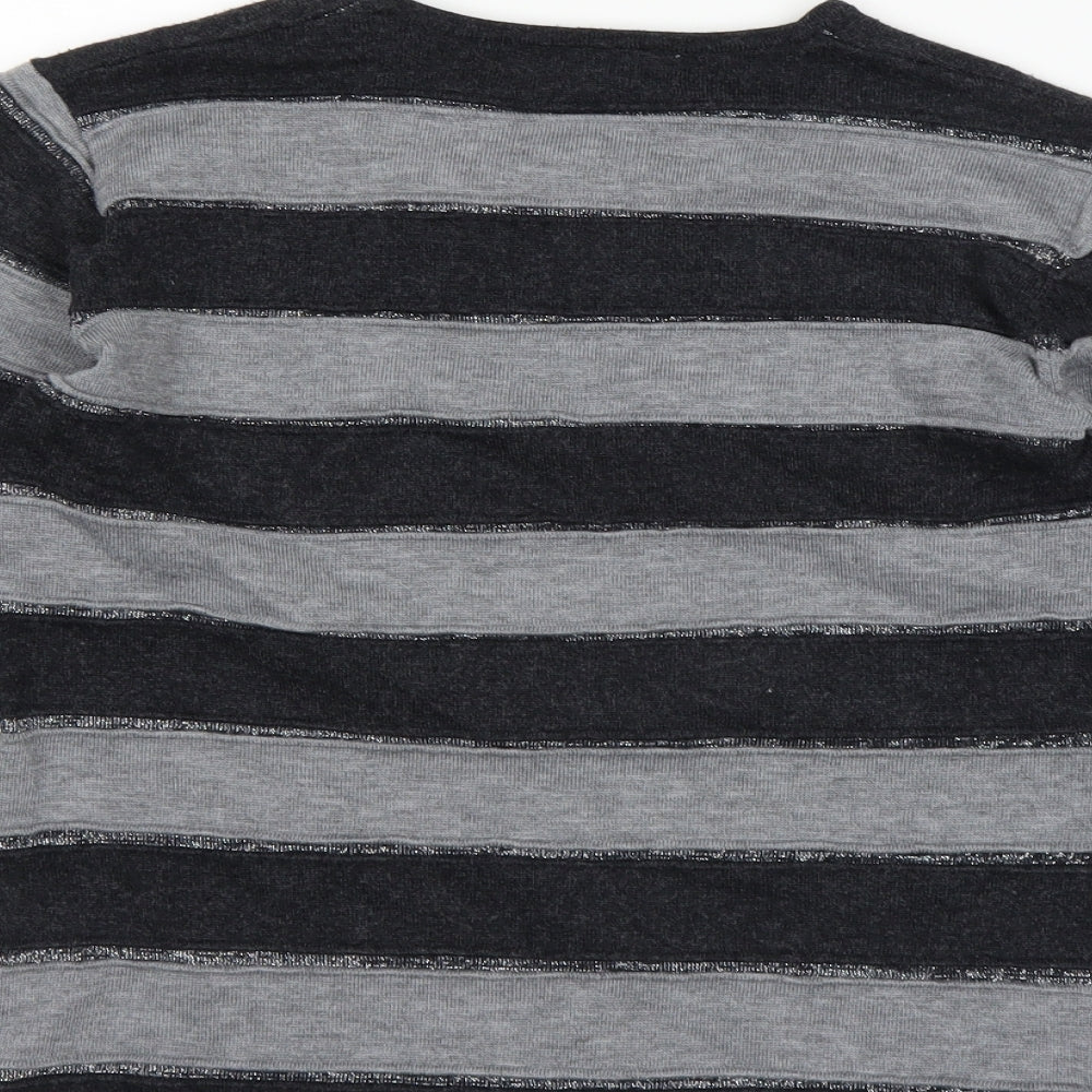fabrizie Womens Black Striped Pullover Jumper Size S