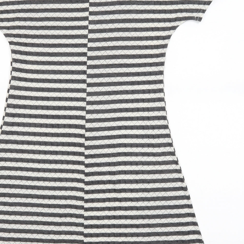 miss pretty world Womens Grey Striped A-Line Size 8