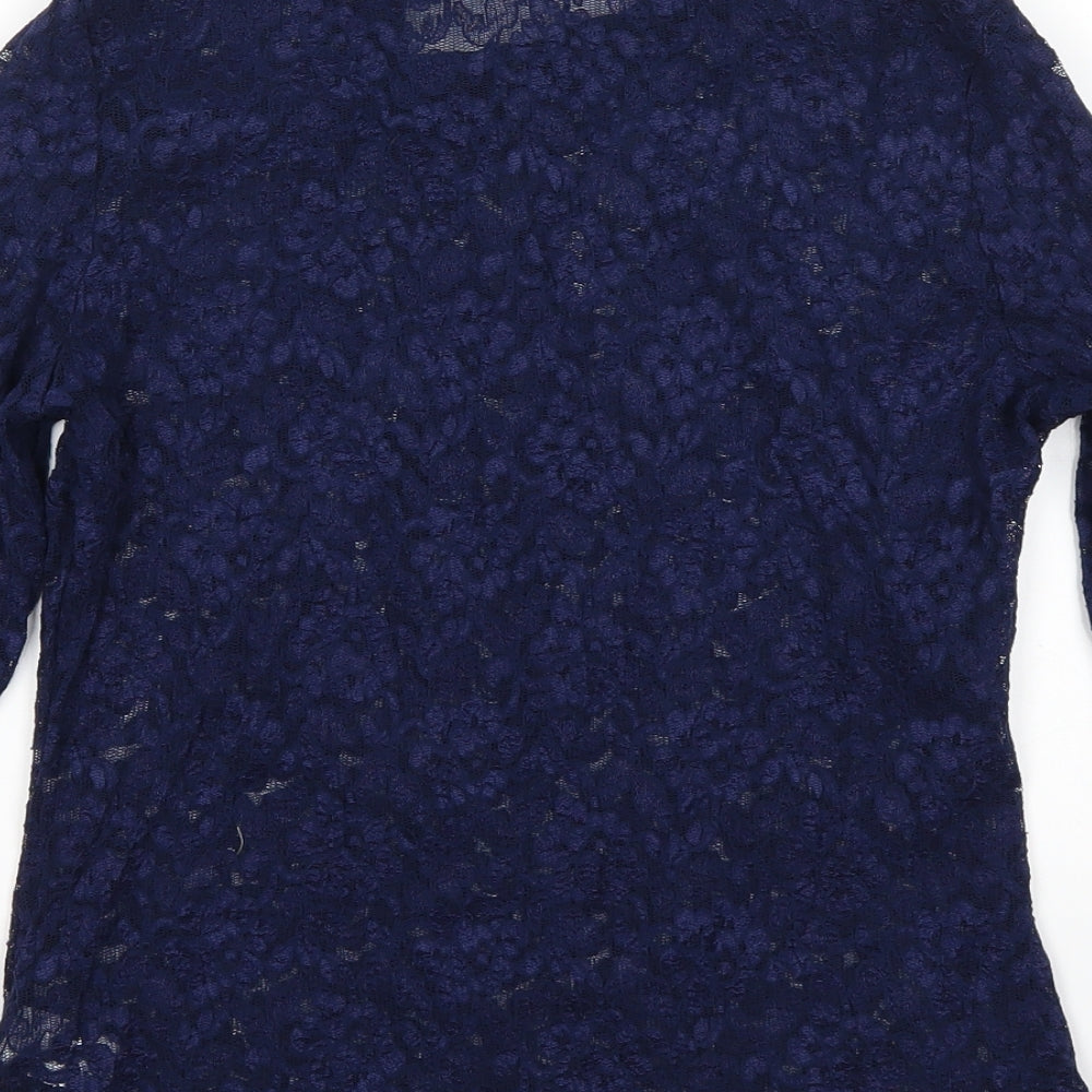 d by Womens Blue Basic Blouse Size 18