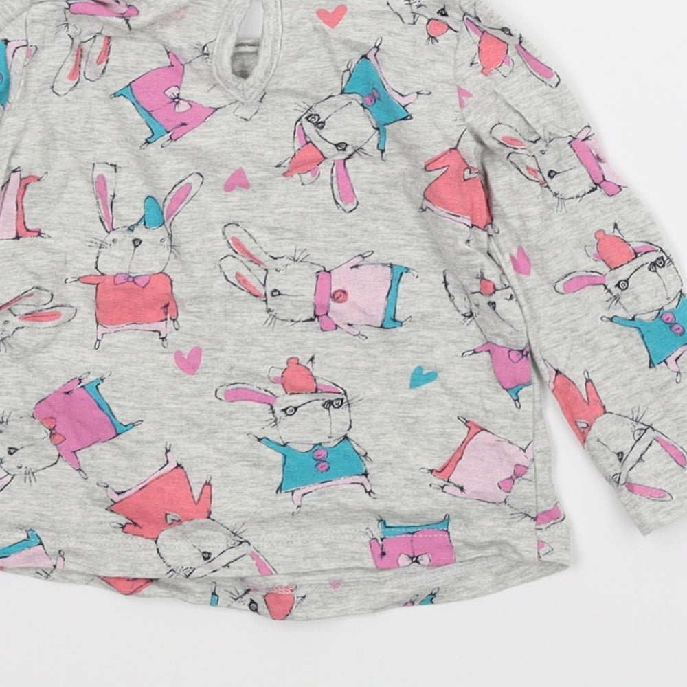 NEXT Girls Grey Animal Print Basic T-Shirt Size 3-6 Months