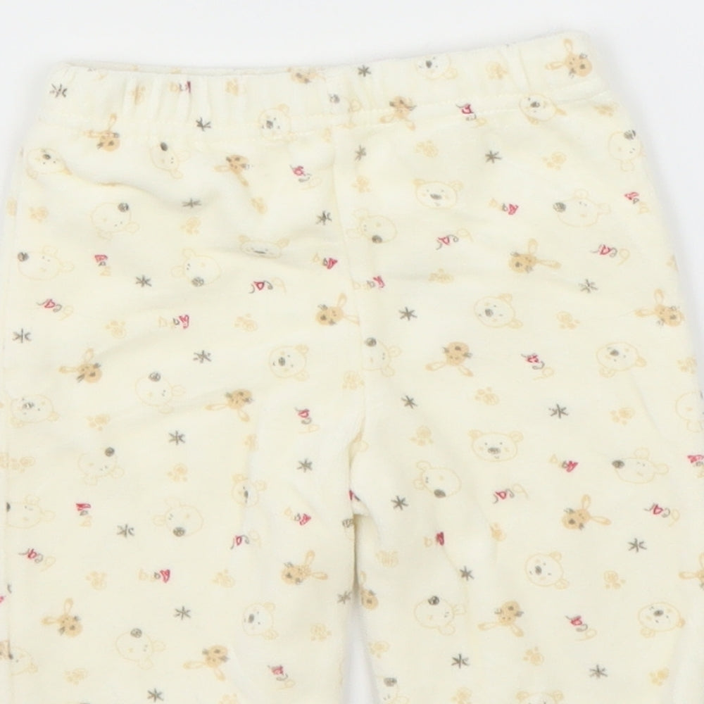 George Girls Ivory Fleece Trousers Size 0-3 Months - bear print