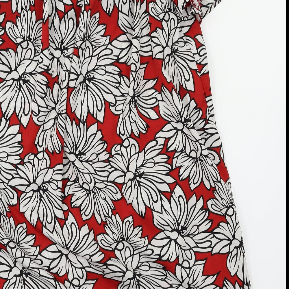 Primark Womens Red Floral Fit & Flare Size 12