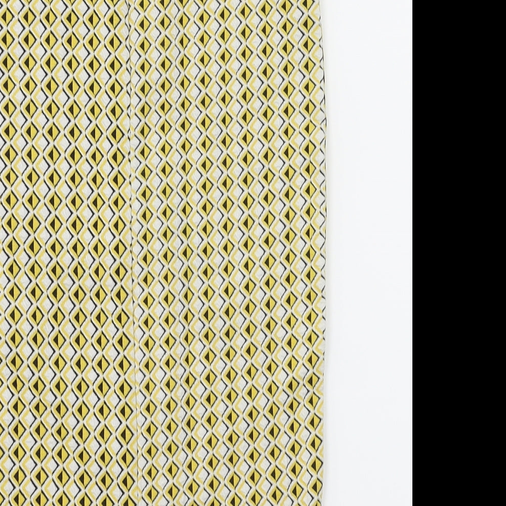 Zara Womens Yellow Argyle/Diamond A-Line Skirt Size S