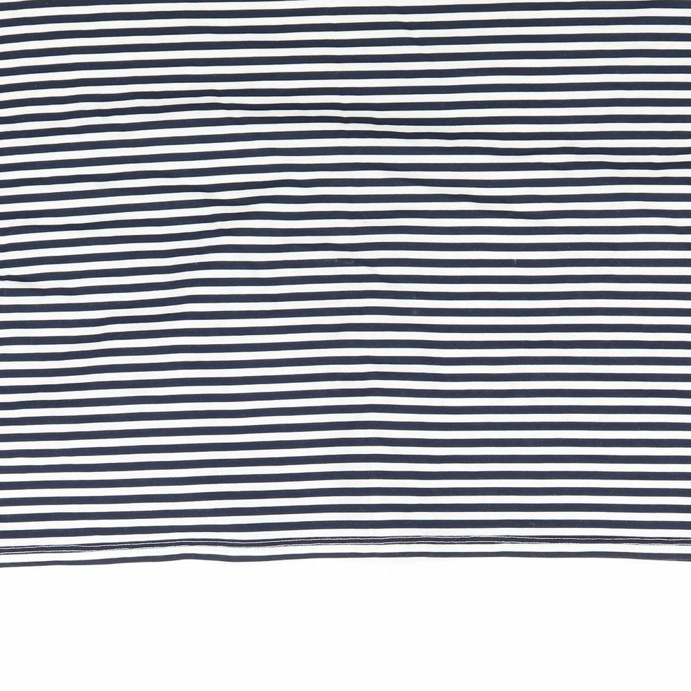 round Womens Blue Striped Basic T-Shirt Size M