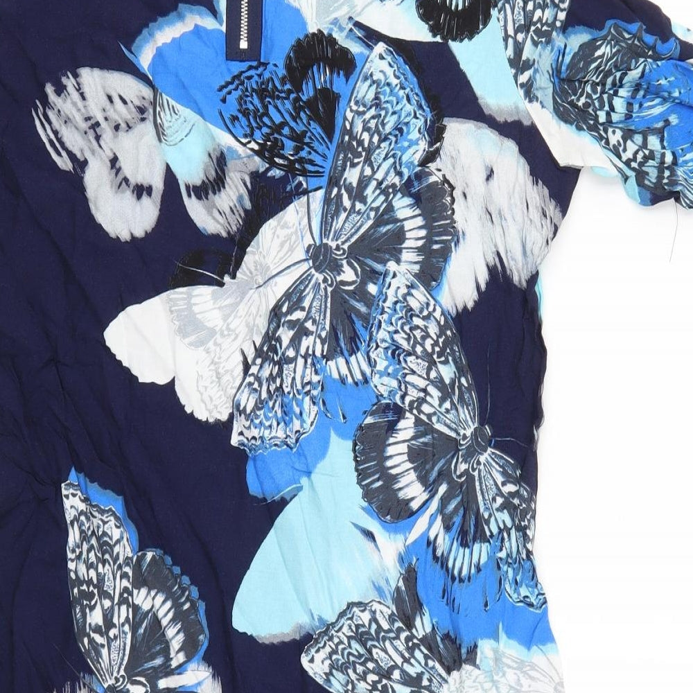 Warehouose Womens Blue T-Shirt Dress Size 12 - Butterflies