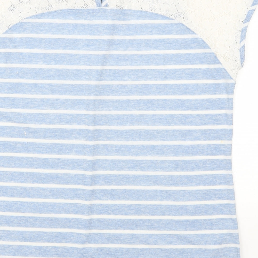 Marks & Spencer Womens Beige Striped Basic T-Shirt Size 12