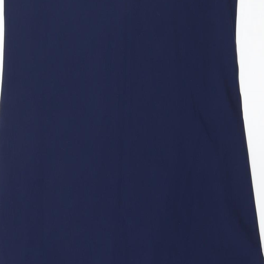 Ziyaa Womens Blue Geometric Basic Blouse Size S - Long Line