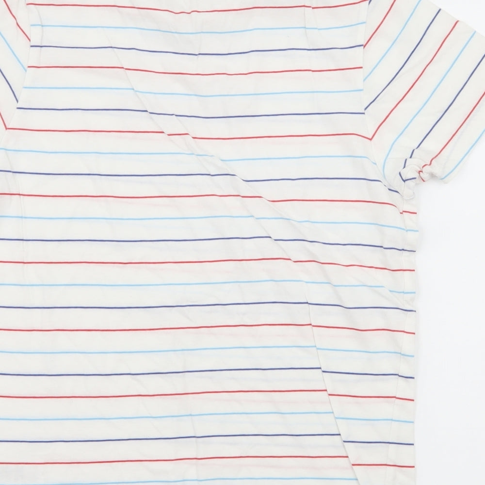 Primark Mens White Striped Jersey T-Shirt Size S - Out of Order