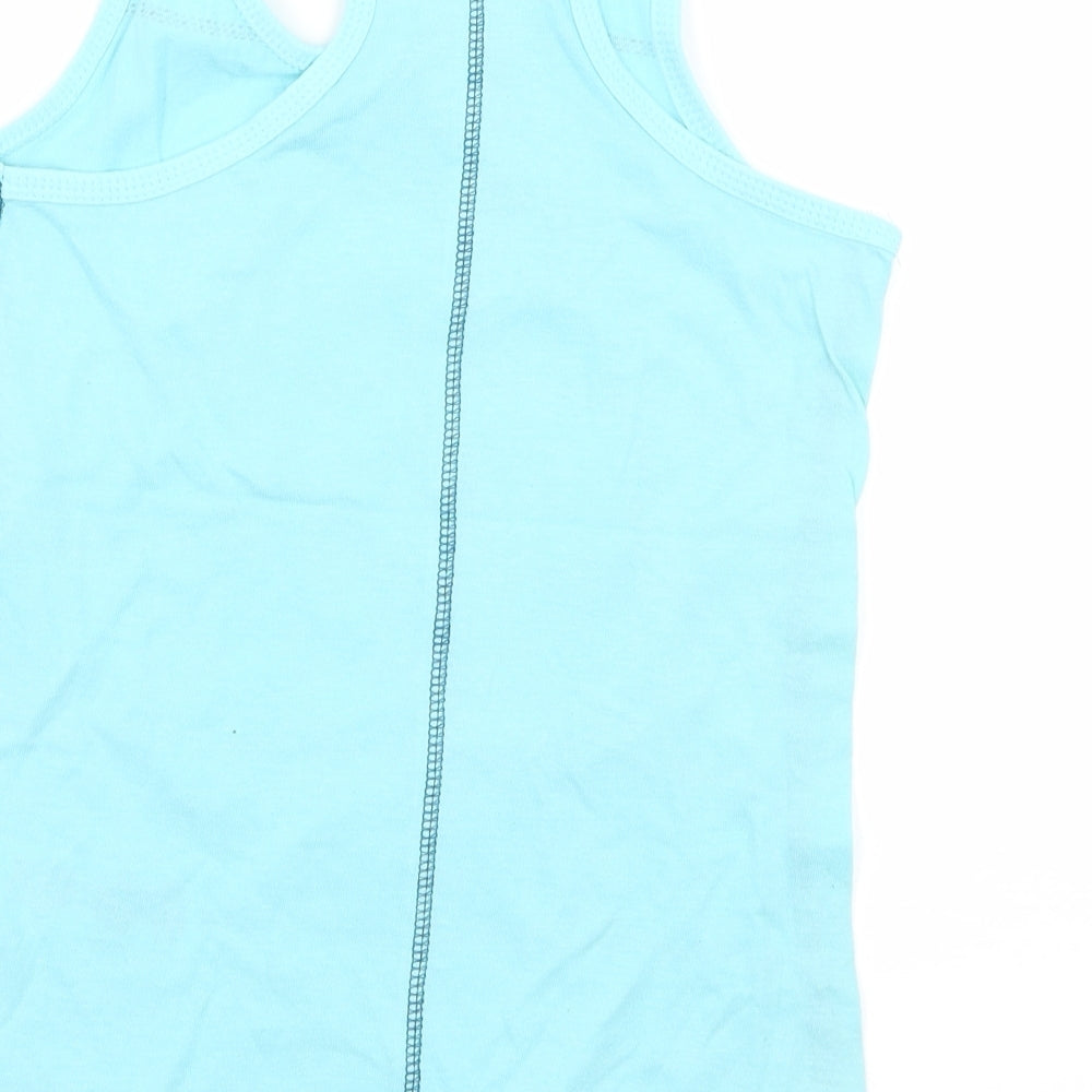 Young Dimension Girls Blue Striped Jersey Basic Tank Size 7-8 Years - Puppy