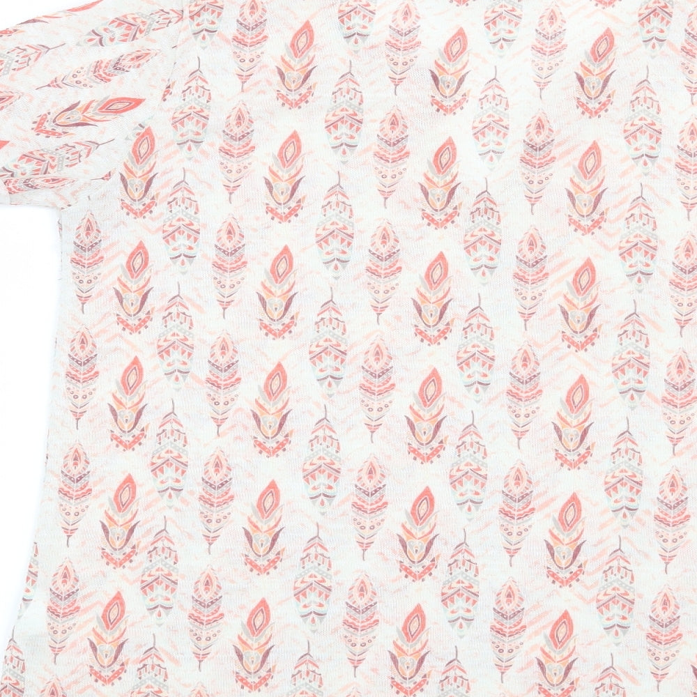 Preworn Womens White Geometric Basic T-Shirt Size S