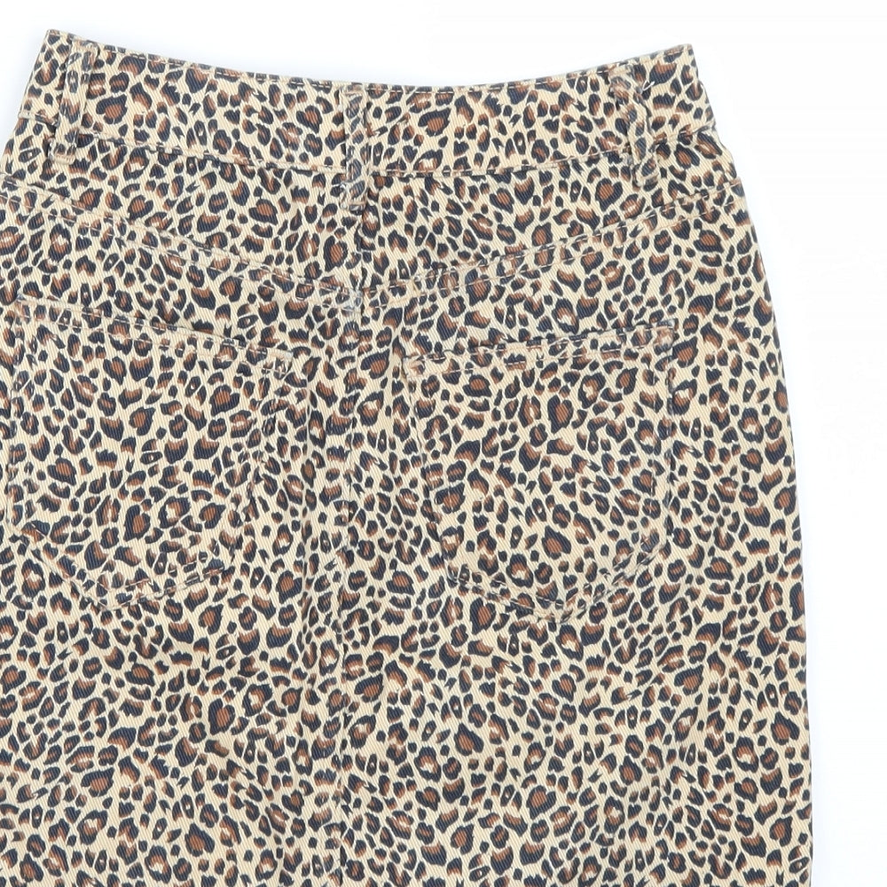 Newlook Womens Beige Animal Print A-Line Skirt Size 6