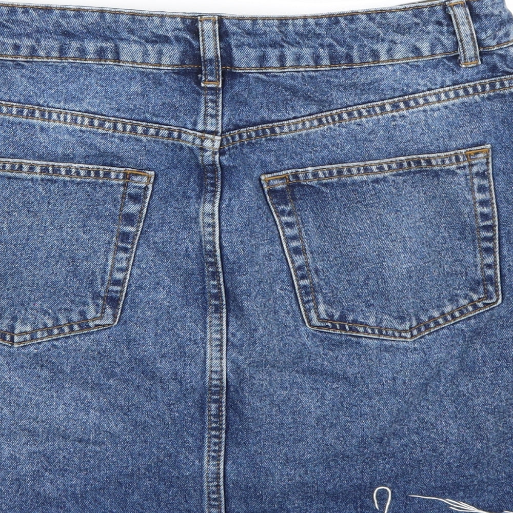 Topshop Womens Blue A-Line Skirt Size 10