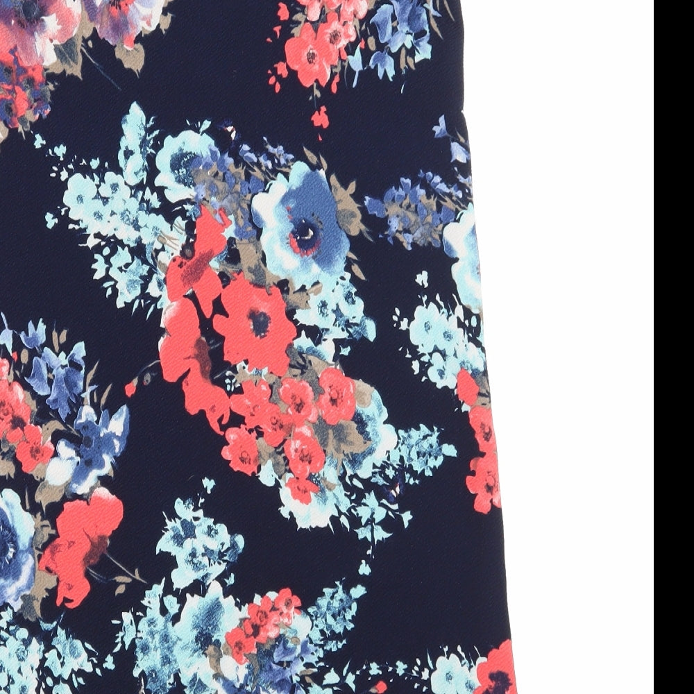 Boohoo Womens Blue Floral Pencil Dress Size 10