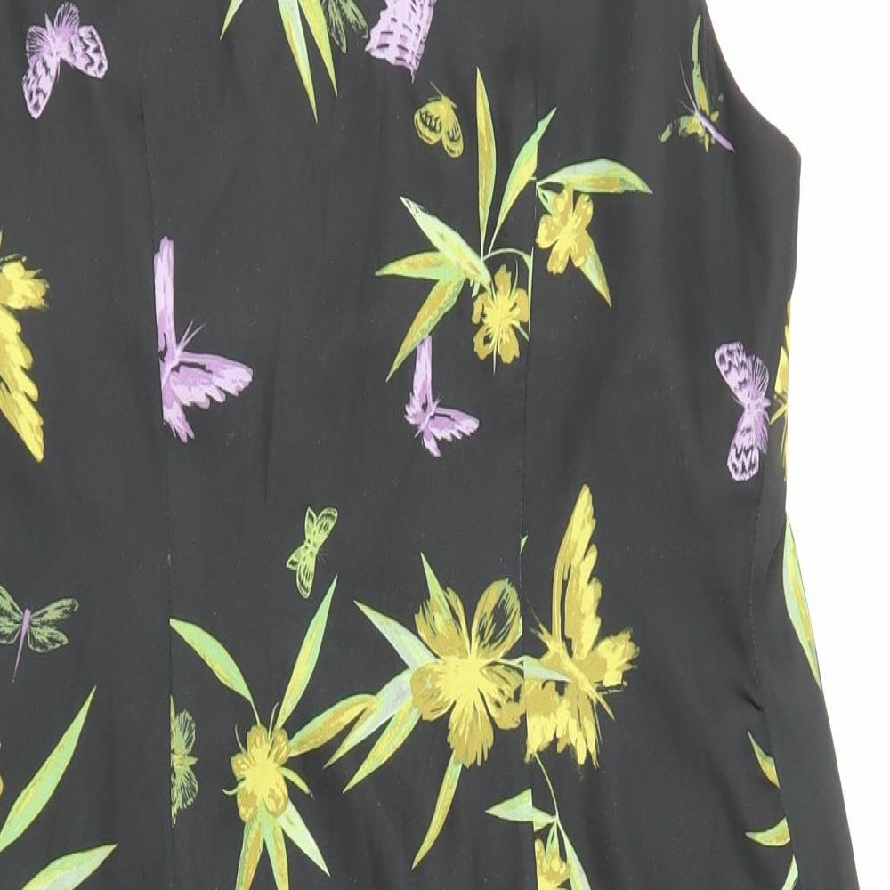 H&M Womens Black Floral Shift Size 8