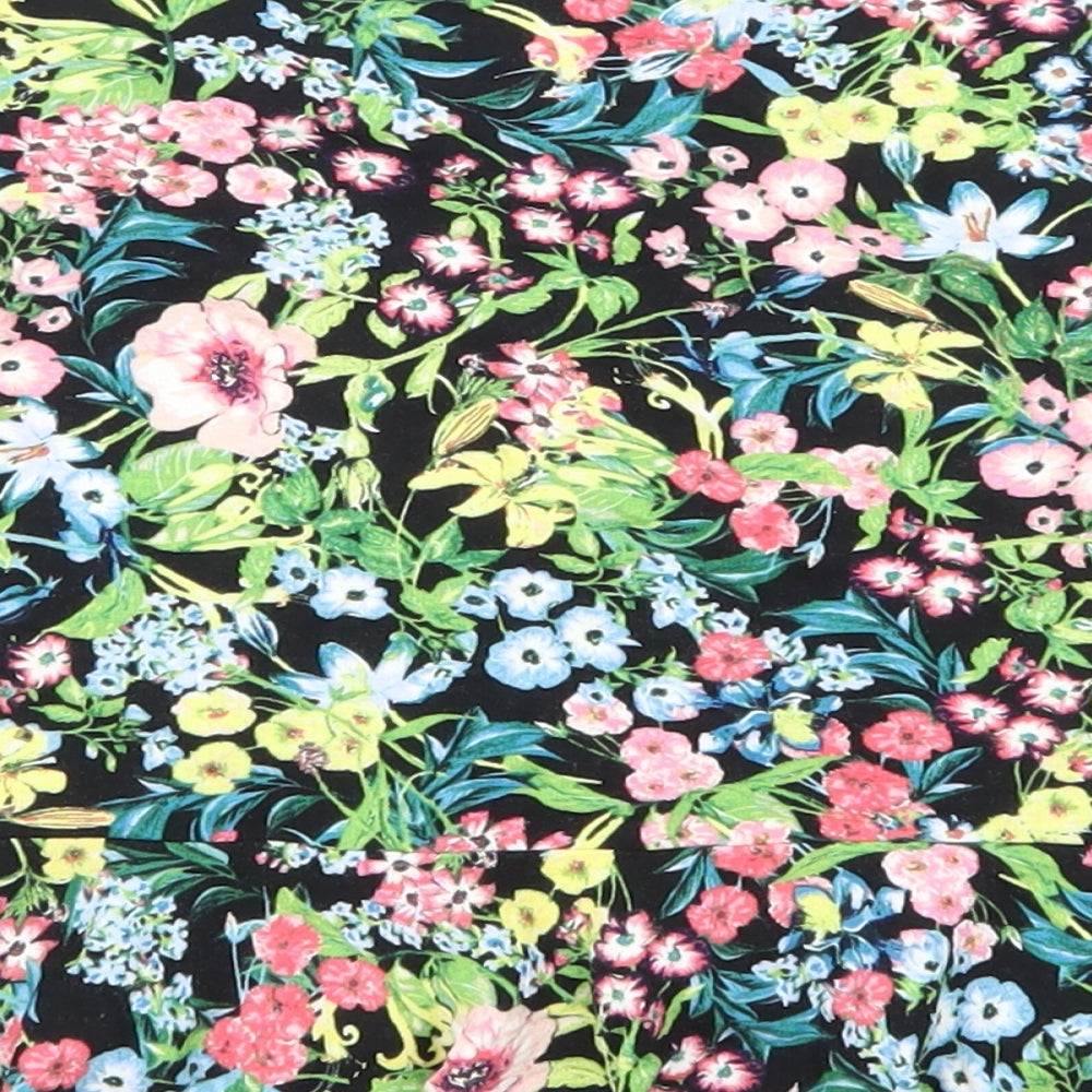 H&M Womens Black Floral Skater Skirt Size S