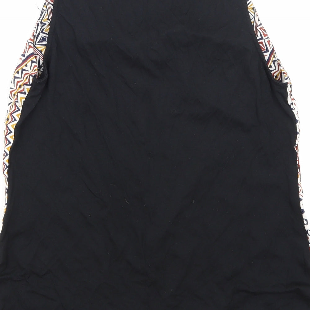 Brand and care label for F&F women’s black argyle/diamond basic blouse, size UK 10