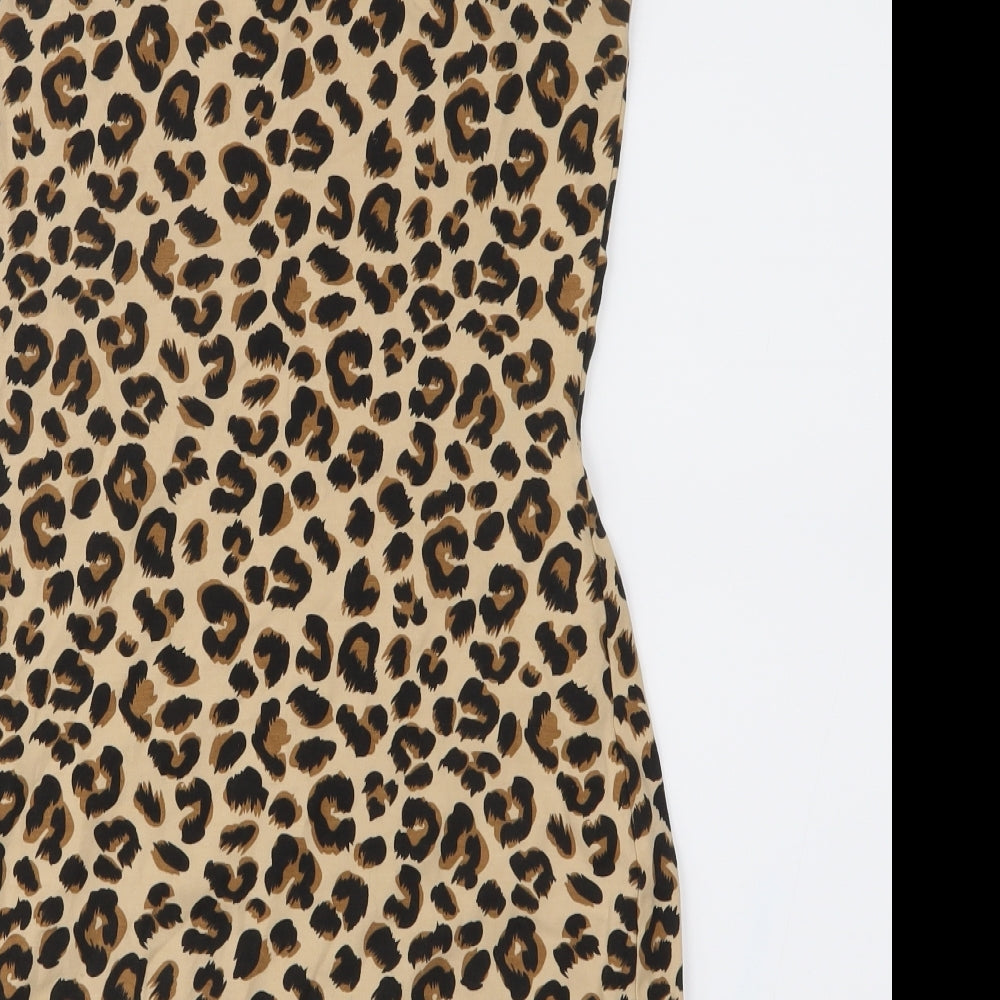 Divided Womens Brown Animal Print Jersey Sheath Size 10