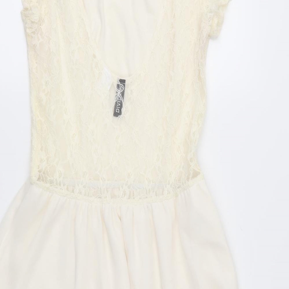 Divided Womens Ivory Lace Fit & Flare Size 8